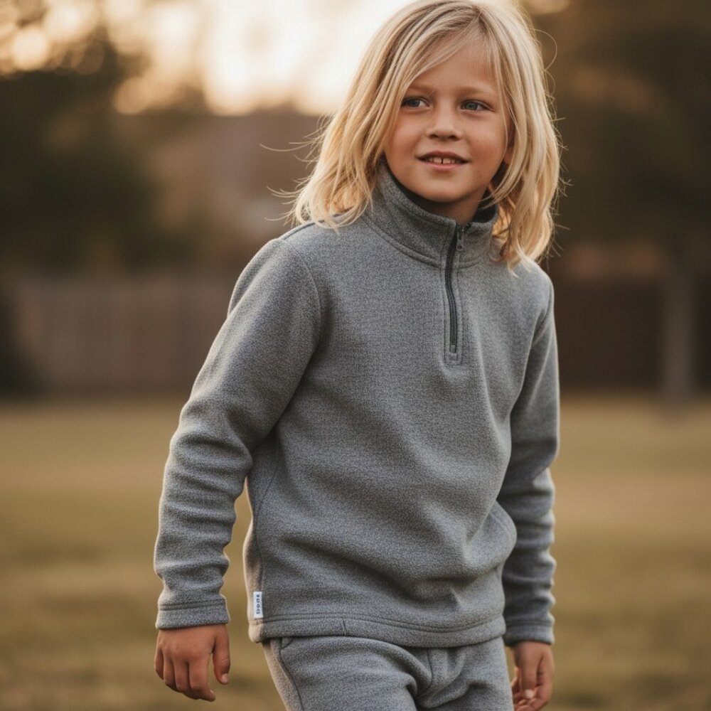 TCP THE CHILDRENS PLACE Gray Fleece Sweatshirt 1/4 Zip Sweatpants Set Boys M 7 8
